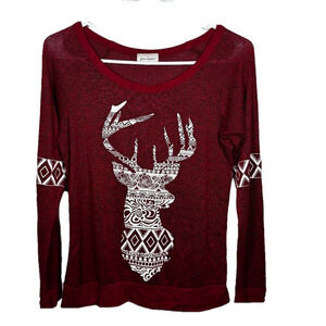 🔥Free Kisses Red and White Graphic Long Sleeve